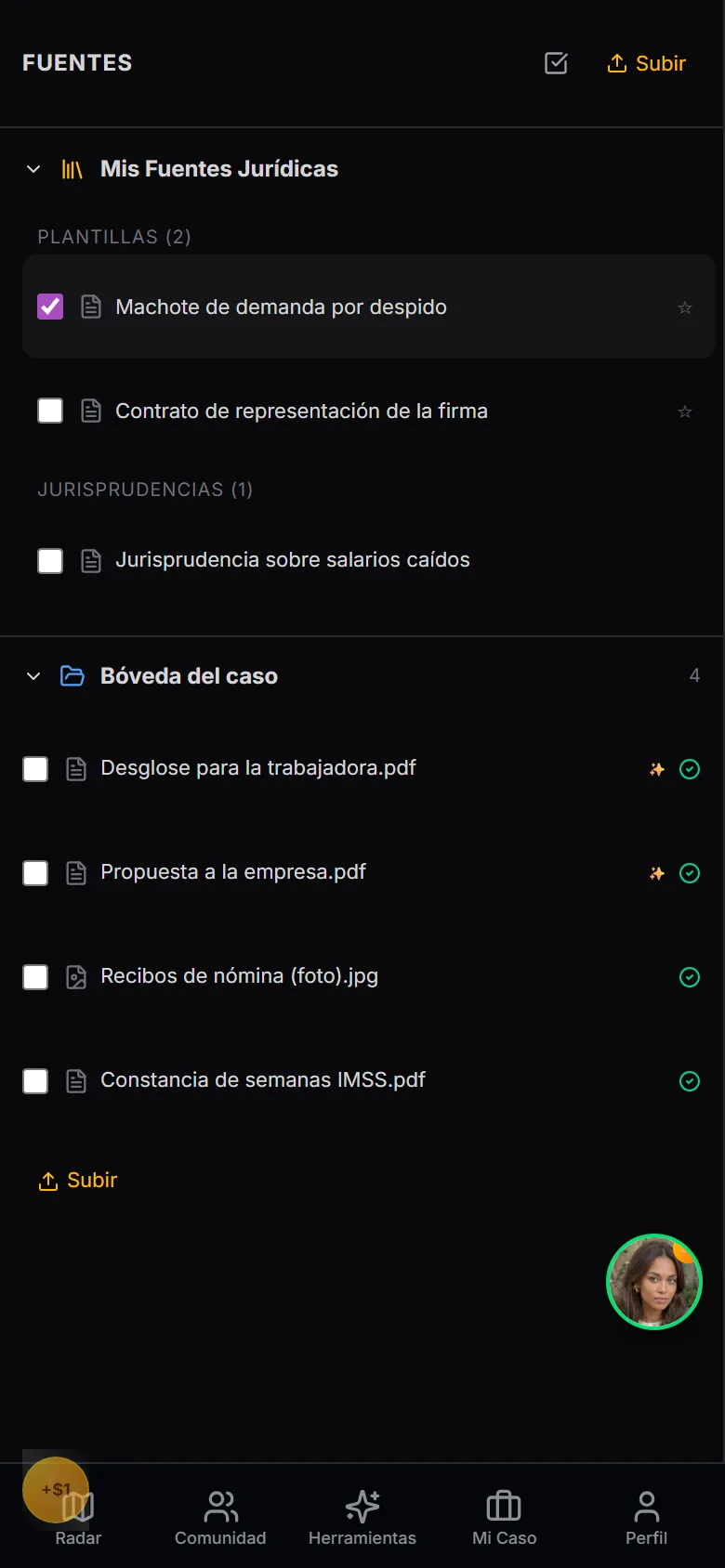 Bóveda del caso en un teléfono: plantillas, jurisprudencia y las pruebas del trabajador